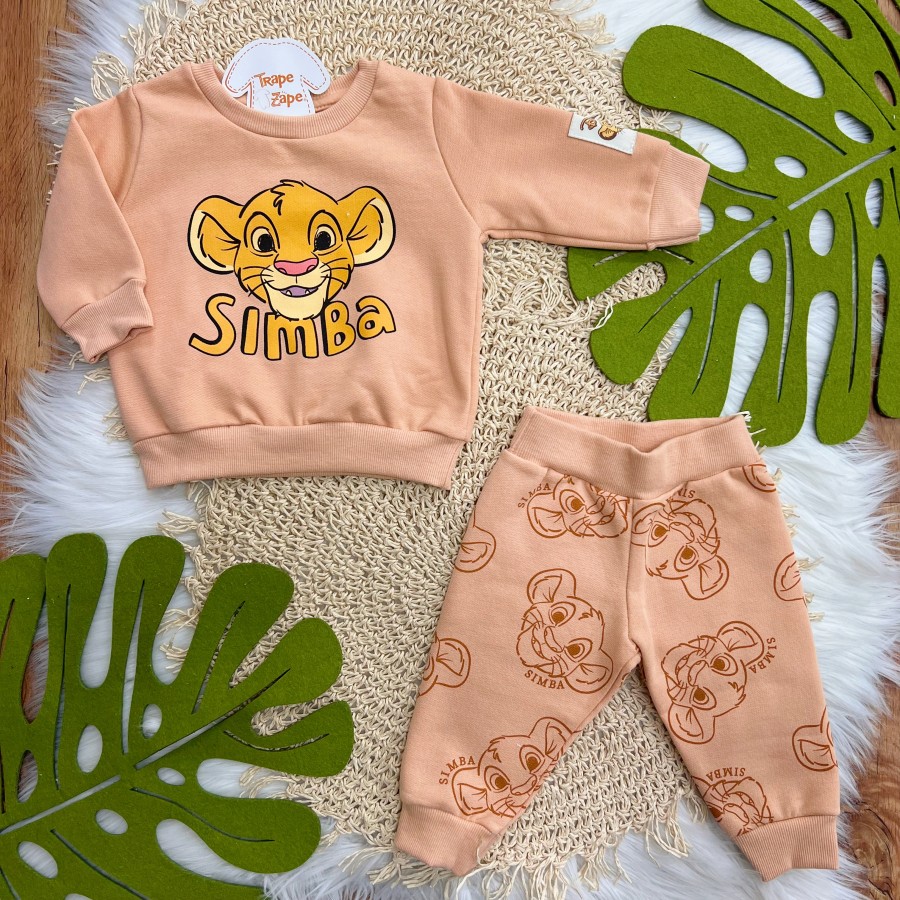  Conj. Casaco e Calça de Moletom Simba - Laranja